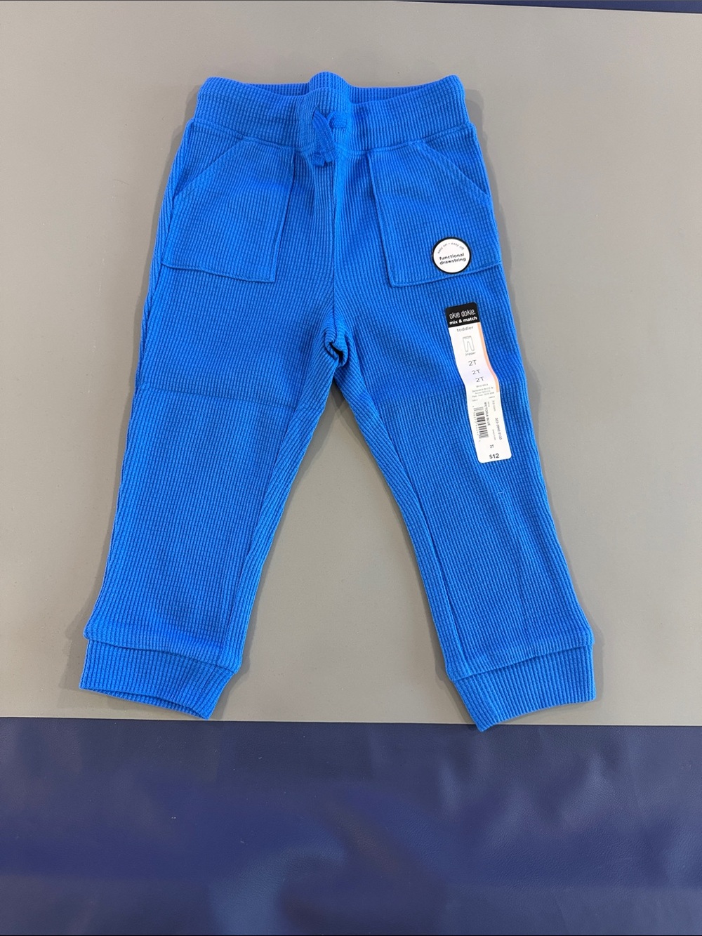 okie dokie Royal Blue Waffle Knit Jogger Pants